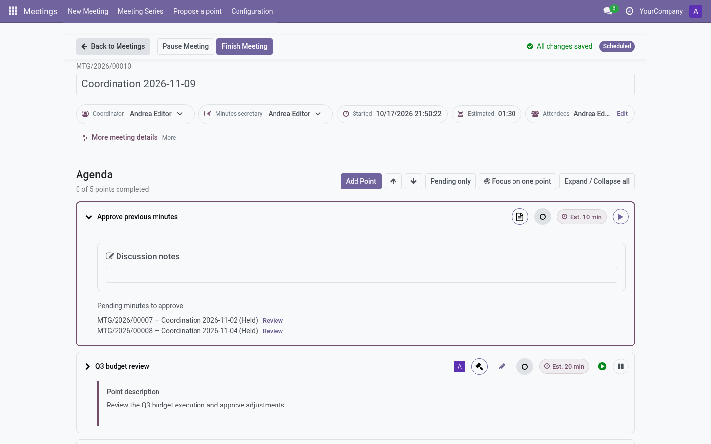 Live meeting overview