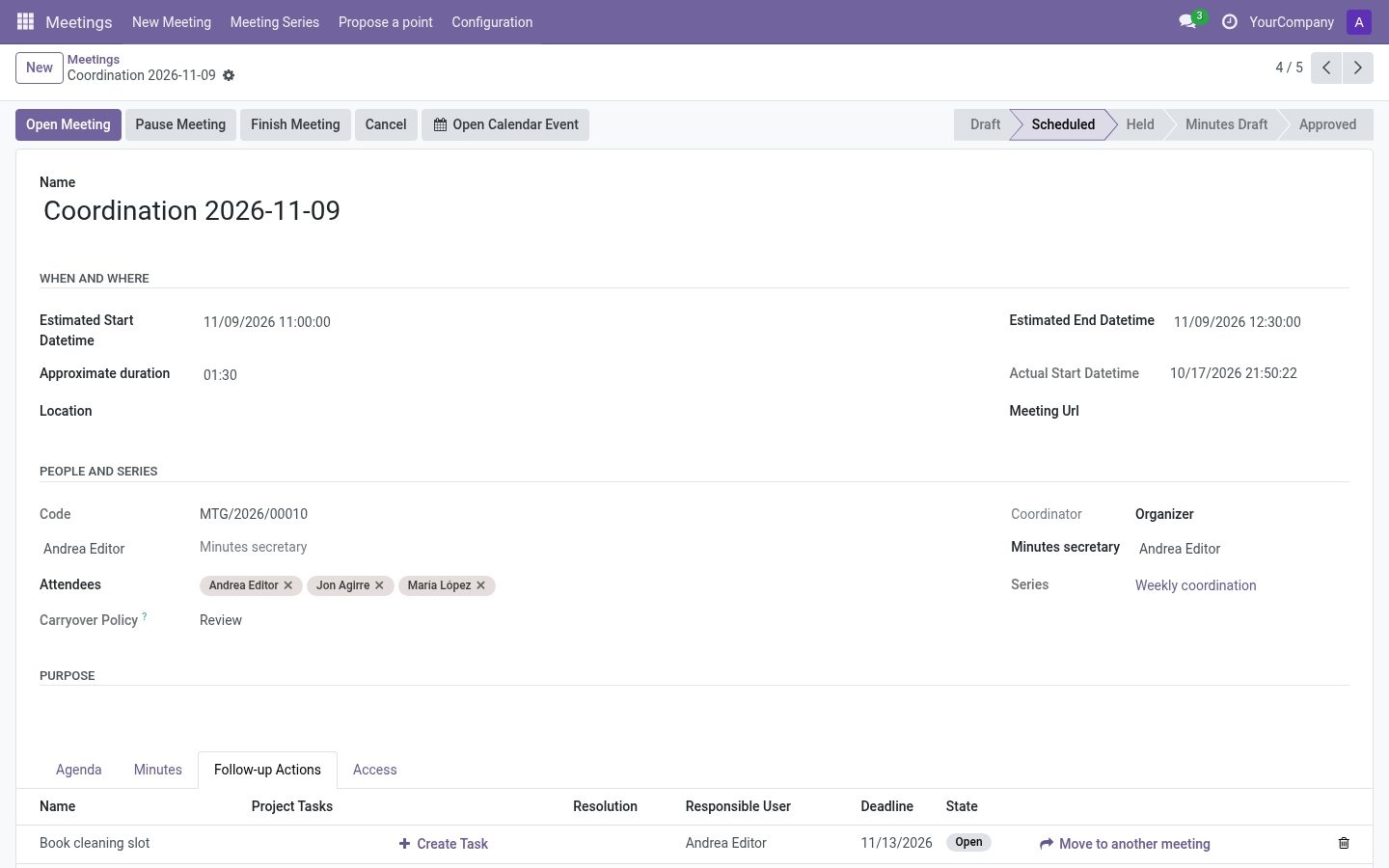 Follow-up with project task